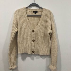 Cropped button down v-neck sweater